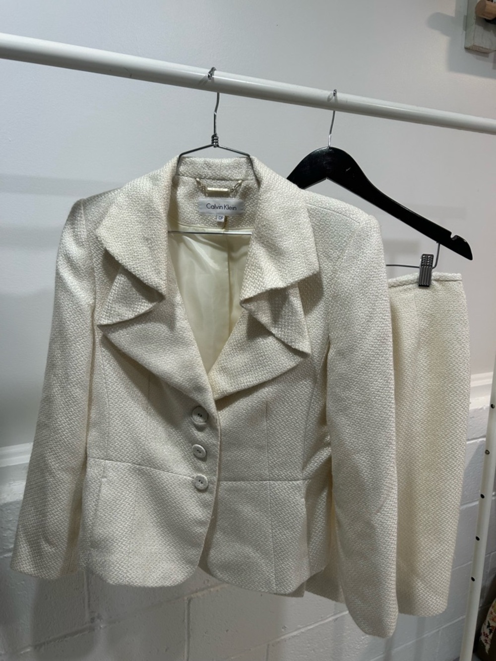 Calvin Klein Off-White Women's Textured Blazer